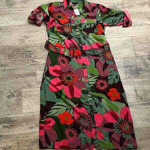 Ashley Stewart Vibrant Floral Long Sleeve Dress